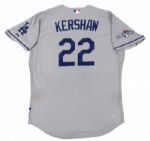 2013 Clayton Kershaw Los Angeles Dodgers Game Worn Road Jersey – Worn During his First Post Season Victory! (MLB Authenticated) 