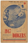 1947 Ebbets Field Scored Program Signed By Jackie Robinson and Red Barber (PSA/DNA)