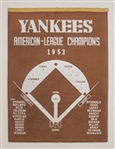 Vintage 1953 New York Yankees American League Champions Banner Mounted On 21x27 Backing
