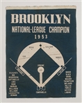 Vintage 1953 Brooklyn Dodgers National League Champions Banner Mounted On 21x26 Backing