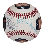 1981 Mickey Mantle, Willie Mays, Duke Snider & Joe DiMaggio Multi Signed OAL Mac Phail Baseball Painted By JM Everett (JSA)