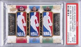 2009 UD Exquisite Collection "All NBA Access" #TL-GJD LeBron James/Kevin Durant/Kevin Garnett Triple Logo Man Game Used Patch Card (#1/1) – PSA MINT 9