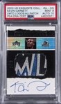 2003-04 UD "Exquisite Collection" Limited Logos #KG Kevin Garnett Signed Game Used Patch Card (#04/75) – PSA MINT 9, PSA/DNA 10