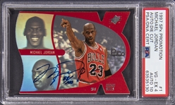 1997-98 UD SPx ProMotion Autographs Die Cut #1 Michael Jordan Signed Card (#088/100) – PSA VG-EX 4, PSA/DNA 10