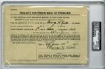 1924 George H. Ruth Signed Life Insurance Document