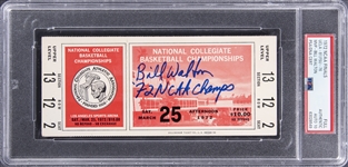 1972 Bill Walton Signed UCLA Bruins/FSU Seminoles NCAA Finals Full Ticket From Waltons MVP Performance - PSA Authentic, PSA/DNA 10
